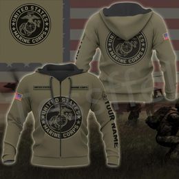 Tessffel Customize Name US Marine Cops Army Military Camo Tracksuit 3DPrint Men/Women Harajuku Casual Pullover Jacket Hoodies X1