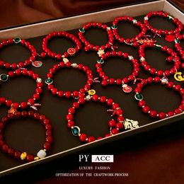 Red Benmingnian Dragon Shaped Elastic Bracelet China-chic Popular Design Fashion Hand String Autumn Winter New Year Versatile Handwear