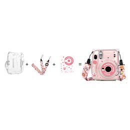 For Instax Mini11 Photo Bag Transparent Storage Case Crystal Case Protective Cover Shell Strap Bag Sticker Three Piece Set