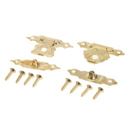 12Pcs Gold Hasps Latch Antique Hooks Vintage Lock 30mmx18mm buckles Decorative Brass Mini Jewelry Gift Wine wood Box Case screws