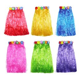 Hot sale 60CM Plastic Fibres Hawaii Hula Dance Show Garland 5 sets of clothing Festival Party Adult Performance props 8 Colours