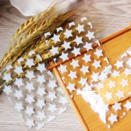 50Pcs/Pack 8x10+3cm Golden Star Design Adhesive Bag Cookies DIY Gift Bag For Christmas Wedding Party Candy Food Packaging Bag