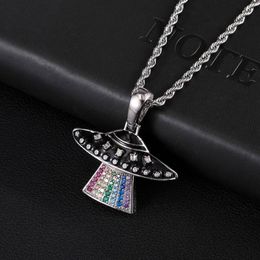 D&Z Micro Paved Colorful Cubic Zirconia Alien Pendant Necklace For Men's Hip Hop Iced Out Jewelry Bijoux217i