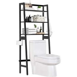 TAZU Toilet Paper Holders 3-Tier Over-The-Toilet Rack Bathroom Organiser Wooden Freestanding Above with Paper Holder and Hooks 240410