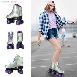 Inline Roller Skates Professional Quad Roller Skates Adult Brush Street 4-Wheel Double Row Ice Skate Shoes Outdoor Sport Sliding Sneaker Skating Y240410