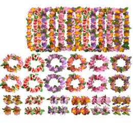 12 Colours Hawaii Flower Festival Luau Beach Party Garland Headband Necklace Bracelet Set Birthday Decoration 4pcsset4764399