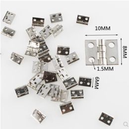 50PCS 10*8MM Mini Cabinet Drawer Butt Hinge Copper Gold sliver Small Hinge 4 Small Hole Hinge