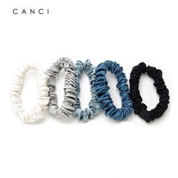 100% Real Silk Scrunchies 1.5CM Headband Ropes Hair Bands Ties Gum Elastics Ponytail Silk Hair Tie Holders for Women Girls