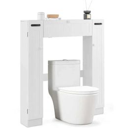 Toilet Paper Holders Over-The-Toilet Storage Cabinet - Freestanding Toilet Organizer with Doors Adjustable Shelves Toilet Paper Holders 240410