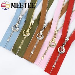 Meetee 4Pcs 3# Close-End Zippers 15/18/20/25/30cm Metal Zippers Gold Silver Tooth Zip Repair Kit DIY Bags Clothing Accessories