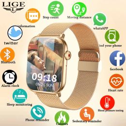 Watches LIGE New Men Smart Watch Sports Bracelet Body Temperature Bluetooth Call Clock AI Voice Assistant Waterproof Smartwatch Women