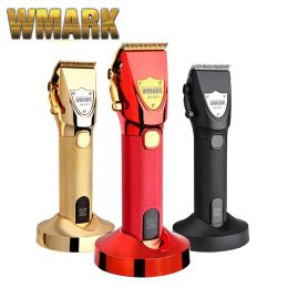 Trimmers WMARK NEW NG2031 AllMetal Hair Clipper With Charge Base LCD Display 2500mAh 6500 RPM 9CR18 Blade Magnet Limit Comb