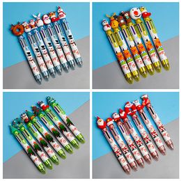 1PC Gifts Xmas Tree Merry Christmas Deer Six Colour Pen Santa Claus Christmas Ballpoint Pen Stationery