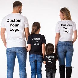 Family Tshirt Custom Your Logo Print Family Matching Outfits Father Daughter Mother Kids Family Clothing Sets T-shirts