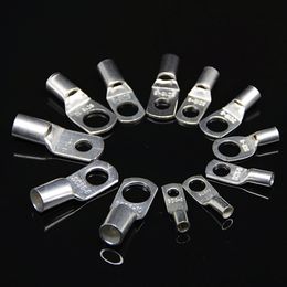 100/60Pcs SC6-SC25 Tinned Copper Ring Bare Crimp Terminal Lugs Battery Electric Soldered Wire Connector Suit SC6-6 16-8 Car Auto
