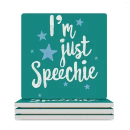 Table Mats I_m Just Speechie Funny Speech Therapist Shirt For SLP Ceramic Coasters (Square) Christmas Cute Cup