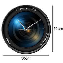 Camera Lens Printed Acrylic Wall Clock Photography Zoom Colour Photo ISO Exposure Personalised Modern Wall Watch Cameraman Gift