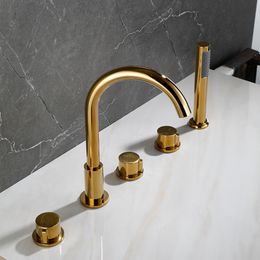 Becola 5PCS Gold/Chrome Bathtub Faucet Bathroom Extra Long Water Pipe Bathroom Tap Washbasin Faucet Black With Hand Shower