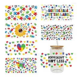 Window Stickers UV DTF Transfer Sticker Autism For The 16oz Libbey Glasses Wraps Bottles Cup Can DIY Waterproof Custom Decals D8254