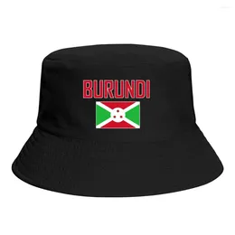 Berets BURUNDI Flag Bucket Hats Print Cool Fans Sun Shade Simple Classic Outdoor Summer Fisherman Caps Fishing Cap
