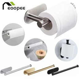 Toilet Paper Holders Self Adhesive Toilet Paper Roll Holder Stainless Steel Wall-Mounted Roll Rack No Punching Tissue Hanger Kitchen Accessories 240410