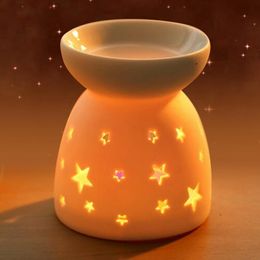 Night Fragrance Lamp Ceramic Oil Candle Incense Aromatherapy Stove Candle Holder Hollow Bottles Bedroom Decor