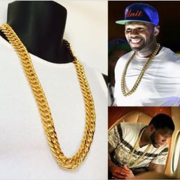 MEN HEAVY XXL 18mm 14K GOLD FINISH MIAMI CUBAN LINK CHAIN NECKLACE264F