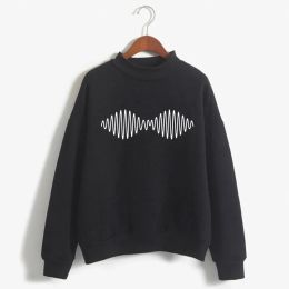 Sweatshirts ARCTIC MONKEYS Sound Wave Print Woman Sweatshirt Korean Oneck Knitted Pullover Thick Autumn Winter Candy Color Women Clothes