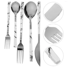 Dinnerware Sets Tableware Cutlery Kit Forks Portable Flatware Stainless Steel Spoon Pattern