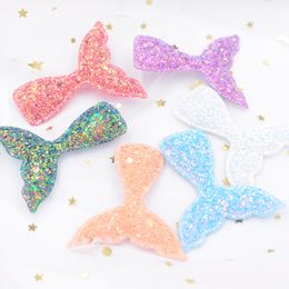 12Pcs 55*50mm Paillette Padded Patches Glitter Mermaid Tail Appliques for Crafts Clothes Sewing Supplies DIY Hair Clip Decor