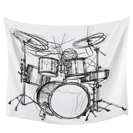 Shelf Drum Rock Music White Hippie Tapestry Fabric Wall Hanging Beach Room Decor Cloth Carpet Yoga Mats Sheet Sofa Blanket