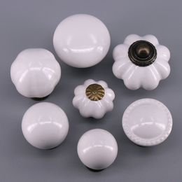 1x Various Cabinet Knob Drawer Pull White Ceramic Handles for Kitchen Wardrobe Porcelain Dresser handle for kids