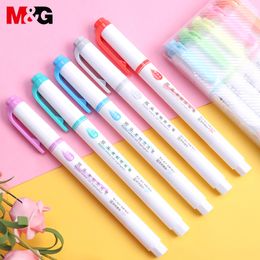 M&G 5 Colors/set Double Tips Pastel/Retro/Nordic Color Highlighter Pen Dual tips Soft Color for school marker Stationery