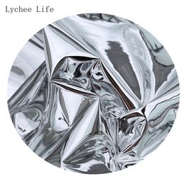 Lychee Life 50x137cm Silver Reflective Mirror Cloth Waterproof Clothes Creative Garment Double-sided Silver Mirror TPU Fabric