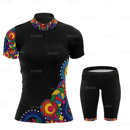 Racing Sets Women Cycling Clothing RAUDAX Pink Summer Jersey Short Sleeves19D Bib Pant Set Female Breathable MTB Bike Wear