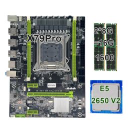 Motherboards KEYIYOU X79 pro Motherboard with XEON E5 2650 V2 CPU 2*8GB = 16GB DDR3 1600MHZ ECC REG RAM Memory Combo Kit Set NVME SATA Serve