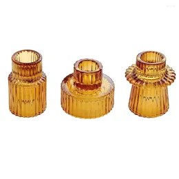 Candle Holders Cone Shaped Glass For Taper Pillar Tealight Set Of 3 Perfect Parties And Celebrations