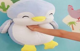 Dorimytrader Soft Fat Smiling Animal Penguin Plush Toy Big Stuffed Cartoon Penguins Anime Pillow Doll for Baby Gift 24inch 60cm DY9609130