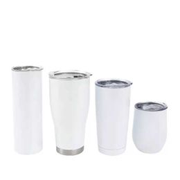 Mugs Sublimation Blanks 30oz 12oz 20oz Skinny Straight Tumblers Stainless Steel Double Wall Coffee Drink Water Bottle for Custom 240410