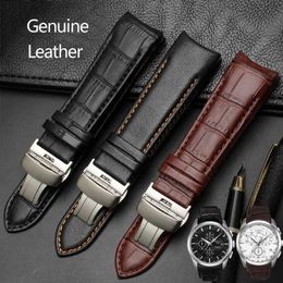 Watch Bands 22mm 23mm 24mm Genuine Leather Curved End Watchband For Tissot Watch Belt 1853 COUTURIER T035627A T035407A T035439 Mens StrapL2404