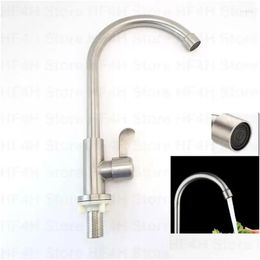 Kitchen Faucets Sink Faucet Head Sprayer Tap Single Hole Cold Water Spout Brushred Stream 360 Flexible Rotate 304 Stainless Steel Dr Dhryx