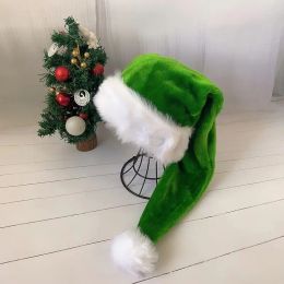 75cm/45 Black plush hat White fur Adult Christmas hat party High Quality Fur Xmas Cap Children Adult Plush Home Party Decoration