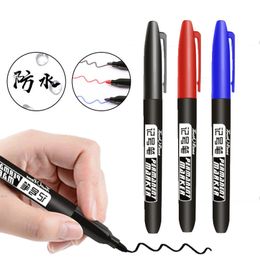 12 Pcs/Set 1.5mm Permanent Oily Marker Pen Fine Point Waterproof Ink Thin Nib Crude Nib Red Black Blue Ink Colour Marker Pens