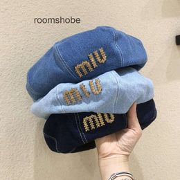 Designer Hats Rhinestone beret casual hat denim bud mui hat 9050 AP52