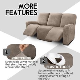 Velvet Fabric Recliner Chair Cover Lazy Boy Recliner Velvet Chair Cover Elastic 1/2/3/4 Seat Recliner Sofa Cover For Living Room