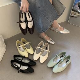 Casual Shoes Solid French Style Elegant Women Flat With All-match 2024 Spring Autumn Square Toe Soft Sole Fashion