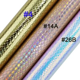 Iridescent Holographic Snake Mirror Faux Synthetic Leather Fabric For Hair Bows Sewing Craft DIY H0241