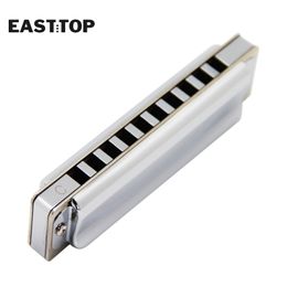 EASTTOP T006 10 Hole 20 Tone Brass Comb Brass Reedplate Blues Harmonica Professional Musical Instruments