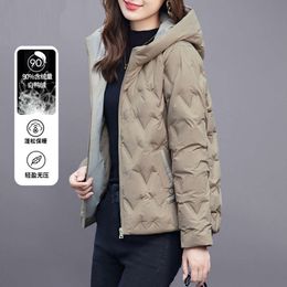 short jacket womens winter new small and fashionable lightweight white duck down slimming hooded thick coat