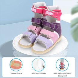 Kids Shoes Children Girls Boys Orthopedic Sandals With Arch Support Insole EVA Sole Breathable Clubfoot Varus Leather Footwear